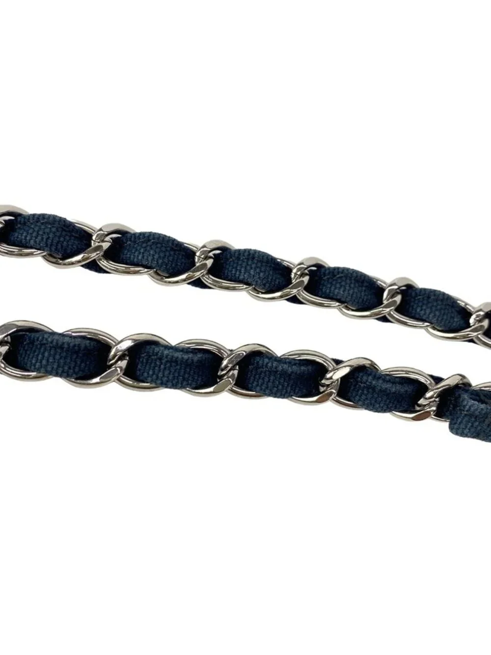 Chanel Shoulder Bag Quilted Cruise Line Dark Navy Chain Silver